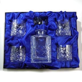 Crystal Decanter Whisky Set, 4 glasses, Personalised, ref CDS4