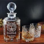 Crystal Decanter Whisky Set with Family Crest / Coat of Arms, ref CCDS
