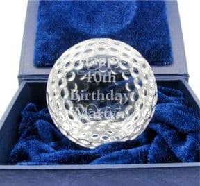 Crystal Sliced Golfball Award, Personalised, ref SGB1