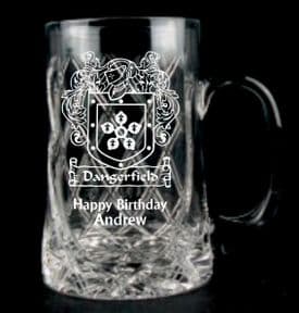 Crystal Tankard with Family Crest Personalised ref SCCT