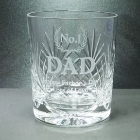 Crystal Whiskey Glass, PERSONALISED Laurel Wreath Design, ref LWCW