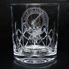 Crystal Whisky Glass Engraved with Scottish Clan Badge, ref CWSCB