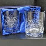 Crystal Whisky Glasses Pair, Personalised Engraved, ref CWP1