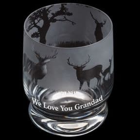 Dartington Crystal Aspects Stag Scene Whisky Tumbler, Personalised, ref DAWS
