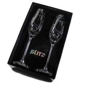 Dartington Crystal Glitz Champagne Glasses Pair, PERSONALISED ref DGFP
