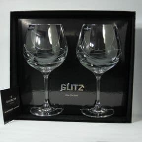 Dartington Crystal Glitz Copa Gin & Tonic Glasses PAIR, PERSONALISED ref DGCP