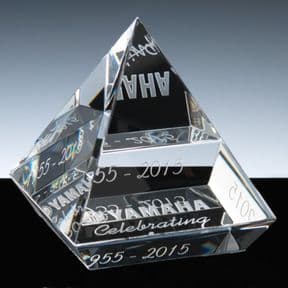 Elevated Pyramid Award, Optical Crystal PERSONALISED ref CEPA