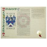 Family Crest and Surname History A3 Print PERSONALISED, Landscape ref CPLU