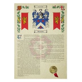 Family Crest and Surname History A3 Print PERSONALISED, ref FCPU