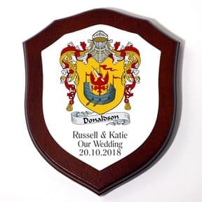 Family Crest Coat of Arms 6 inch Shield Plaque PERSONALISED, ref CSMP