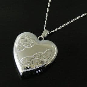 Family Locket (heart) for 4 photos, Silver, personalised ref. FHL1