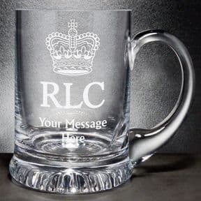 Glass Tankard with Military UK Forces Badge Emblem Personalised ref GMFT