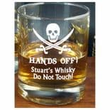 Hands Off Whisky Glass, PERSONALISED, ref SCBCW