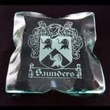 Ice Block Glass Coaster Engraved with Family Crest ref IBC1