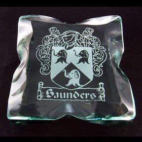 Ice Block Glass Coaster Engraved with Family Crest ref IBC1