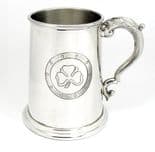 Irish Shamrock Personalised Pewter Tankard SECONDS, ref ISPT