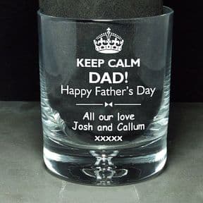 Keep Calm Whisky Glass, PERSONALISED, ref KCFDW