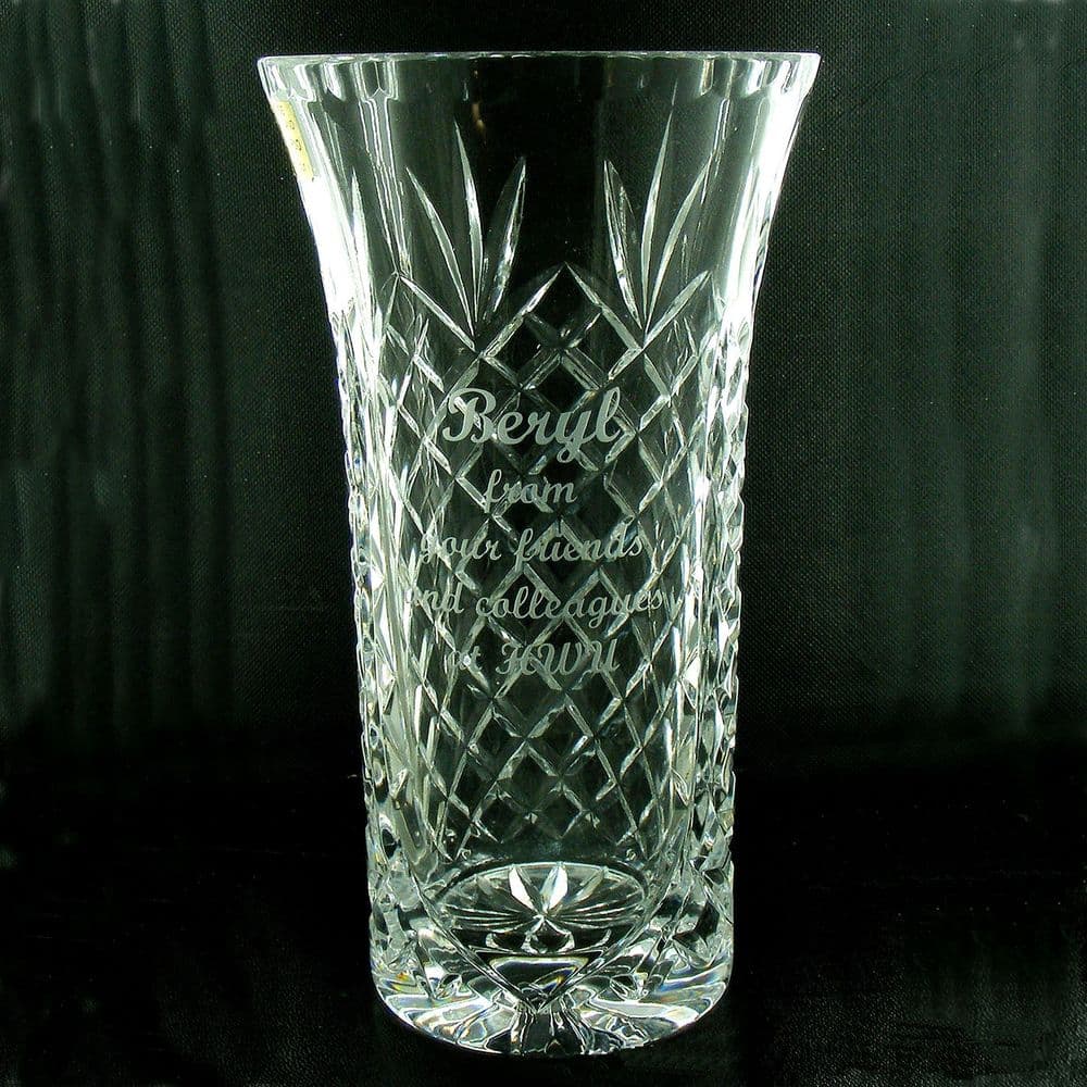 Lead Crystal Flared Vase Personalised Engraved ref CV02