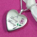 Memorial Locket Silver Heart, personalised ref. SHML2