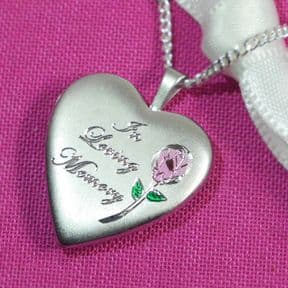 Memorial Locket Silver Heart, personalised ref. SHML2