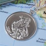 Mens Silver Saint Christopher, 26mm personalised engraved with chain, ref. SCP26