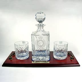 Military Crest Cut Crystal Decanter Set, Personalised Engraved ref DTF1