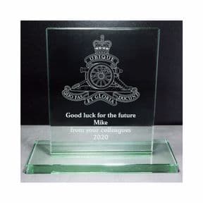 Military Crest Jade Glass Award PERSONALISED Forces Emblem ref MJGA
