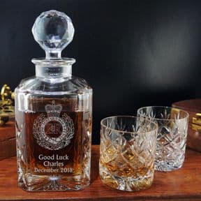 Military Emblem Decanter Set, Personalised, Crystal ref MFDS1