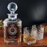 Military Emblem Decanter Set, Personalised, Crystal ref MFDS1