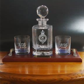 Military Forces Crest Crystal Decanter Set, Personalised Engraved ref DTF2