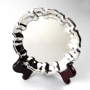 Nickel Plated 5 inch Salver, Personalised Engraved, ref SAL5