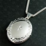 Oval Locket, Silver, with Diamond, ref. SLD1
