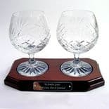 Pair of Crystal Brandy Glasses on Personalised Base, ref CBPB