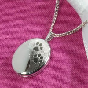 Pawprints Pet Memorial Silver Locket, personalised ref. SPPL