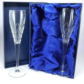 Personalised Crown Priory Crystal Champagne Flutes, ref CPCF