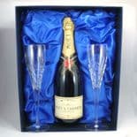 Personalised Crown Priory Crystal Flutes in Champagne Box, ref CPCB