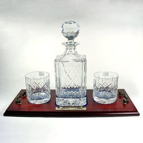 Personalised Crystal Decanter Set, Engraved Decanter and Tray ref CDT1