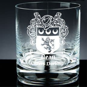 Personalised Family Crest Whisky Glass, ref FCBW