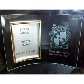Personalised Glass Photo Frame with Family Crest, ref PFC03
