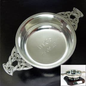 Personalised Pewter 4inch Quaich Bowl, ref PEWQ4