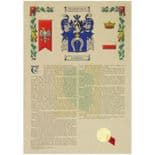 Polish Surname Family Crest and History A3 Print PERSONALISED, ref FCPP