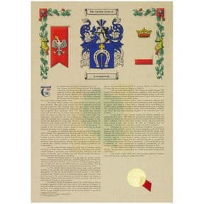 Polish Surname Family Crest and History A3 Print PERSONALISED, ref FCPP