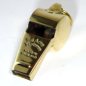 Polished Brass Acme Thunderer Personalised Referee's Whistle ref PBRW