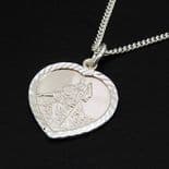 Saint Christopher Heart Pendant, Silver, personalised engraved with chain ref. SCHP