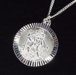 Saint Christopher Pendant, 25mm Silver, personalised engraved ref. SCDCP