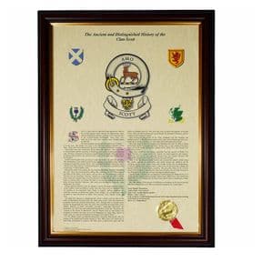 Scottish Clan History and Clan Badge A3 Framed Print PERSONALISED, ref SCBP
