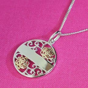 Silver Filigree ID Bar Pendant personalised, ref. GPBP