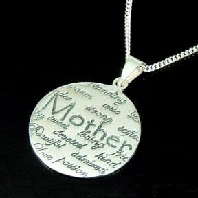 Silver Mother Pendant, Personalised ref. MSDP