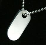 Silver Oval Dog Tag Personalised ID Pendant on bead chain, ref. DTOP