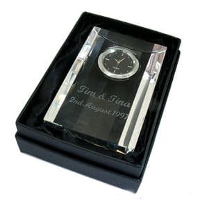Small Optical Crystal Mantel Clock, personalised, ref CMCS